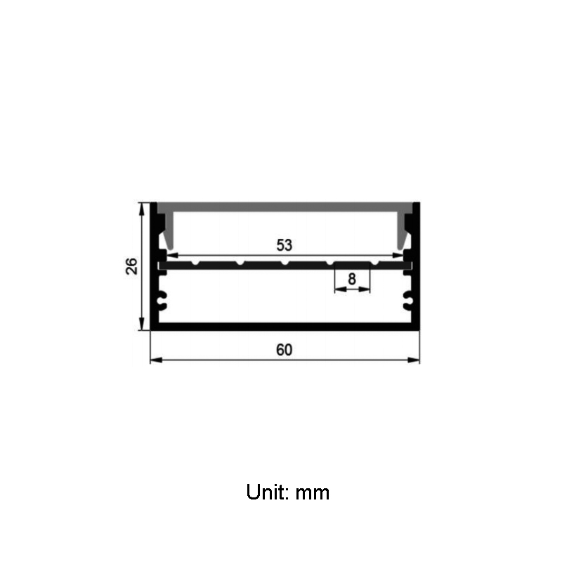 Large LED Strip Channel Aluminum Profile For LED Tape Lighting - Inner Width 53mm Large LED Strip Channel Aluminum Profile For LED Tape Lighting - Inner Width 53mm